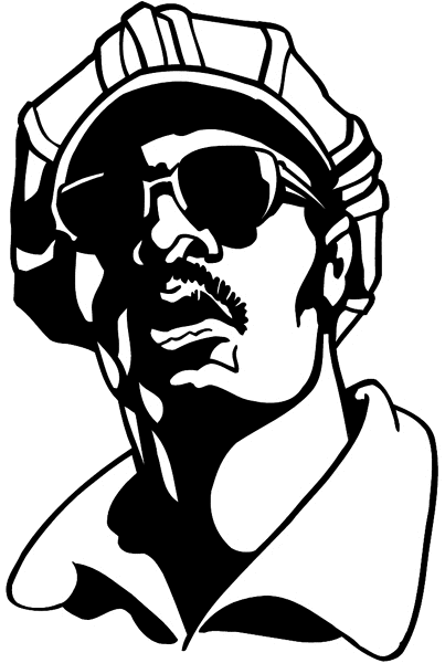 Man in beret and sunglasses vinyl sticker. Customize on line. People 069-0398